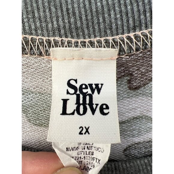 Sew in Love Camouflage Pullover Sweatshirt Womens 2X Green Army Comfort Relaxed - Picture 3 of 6